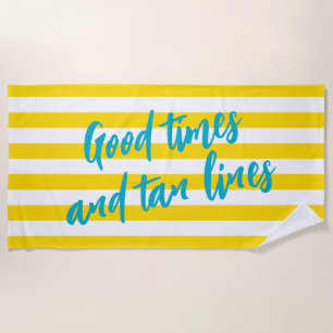 Good Times and Tan Lines Cabana Stripe Pool Party Beach Towel