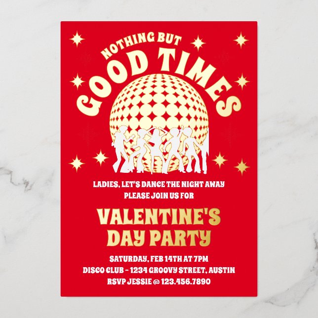 Good Times Groovy Red Valentine's Day Party Photo (Front)