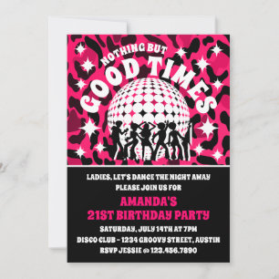 Good Times Pink leopard Print Birthday Party Invitation