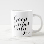 Good Vibe Only Inspirational Happy Affirmation Large Coffee Mug<br><div class="desc">Message: Remember: Good Vibes Only! ❤ You get what you focus your energy on, so let this design be your happy reminder to focus on the good! ❤ To better understand this "thoughts become things" manifestation phenomenon, check out Abraham Hicks' Law of Attraction teachings, available as books or recordings where...</div>