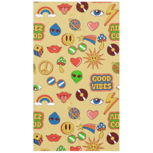 good vibes alien groovy pop art 1970s tablecloth