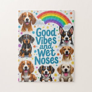 Good Vibes and Wet Noses Playful doodles Jigsaw Puzzle