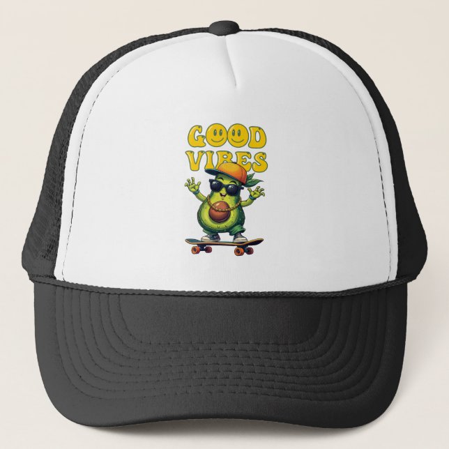 Good vibes Avocado Trucker Hat (Front)
