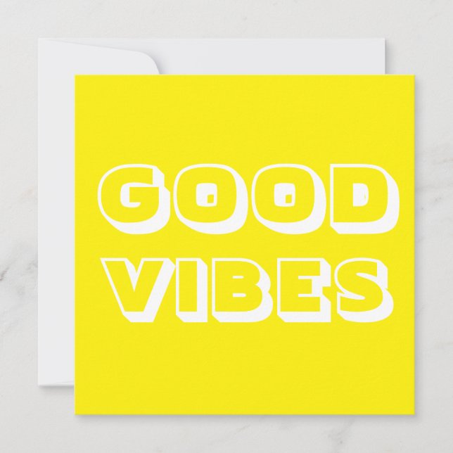 Good Vibes, Best Wishes, Good Luck, yellow white Card (Front)