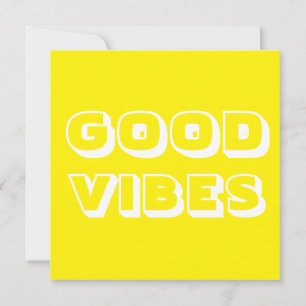 Good Vibes, Best Wishes, Good Luck, yellow white Card