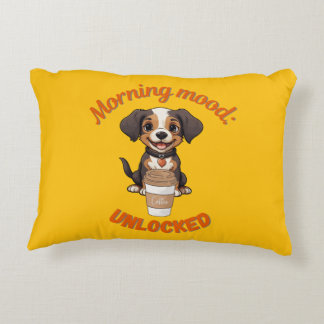 Good Vibes & Coffee – Playful Puppy Digital Artwor Decorative Cushion