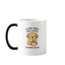 Good Vibes & Coffee – Playful Puppy Digital Artwor