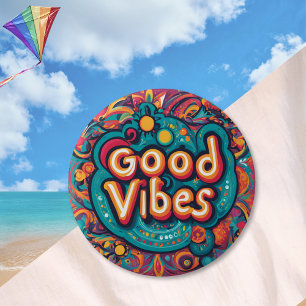 Good Vibes Colourful Groovy Hippie Retro 6 Cm Round Badge
