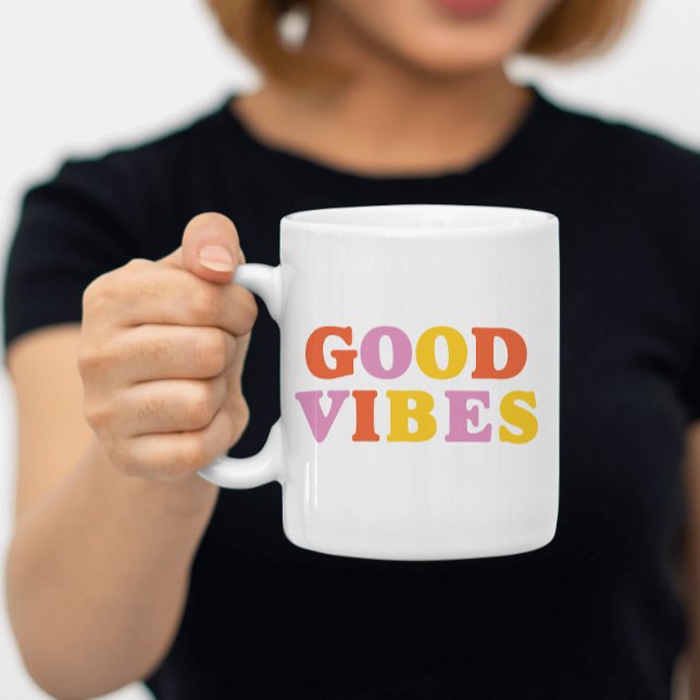Good vibes colourful modern typography Mug (Good vibes typography colorful font mug. Modern simple coffee mug gift for women. Positive quote)