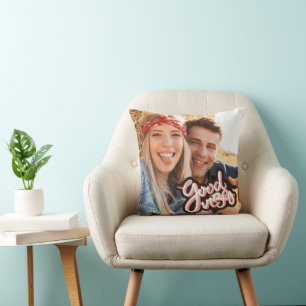 Good Vibes Couple Photo  Cushion