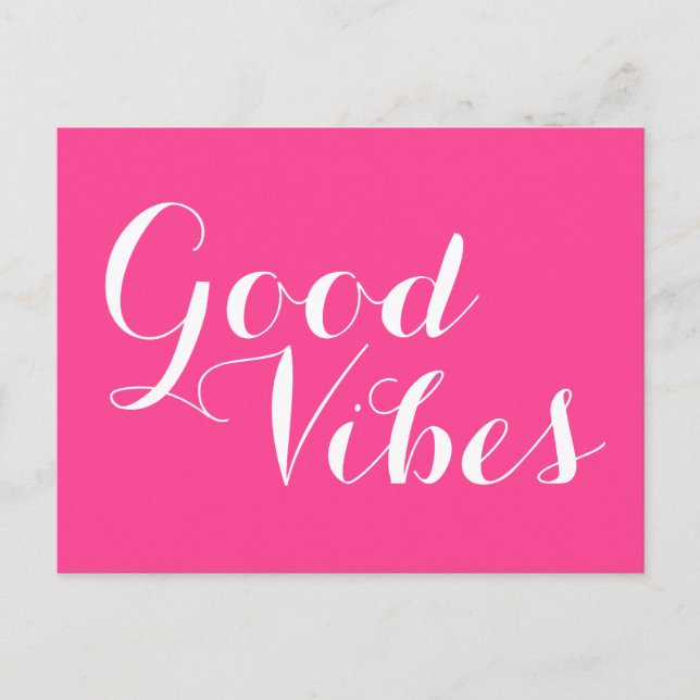 Good Vibes French Fuchsia Magenta Editable Colours Postcard (Front)