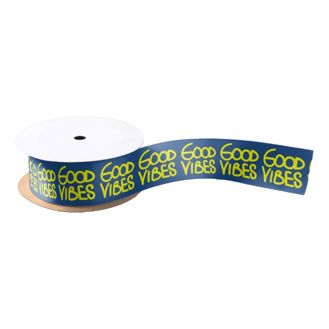Good Vibes Handwriting (Choose Your Own Colour) Satin Ribbon (Spool)