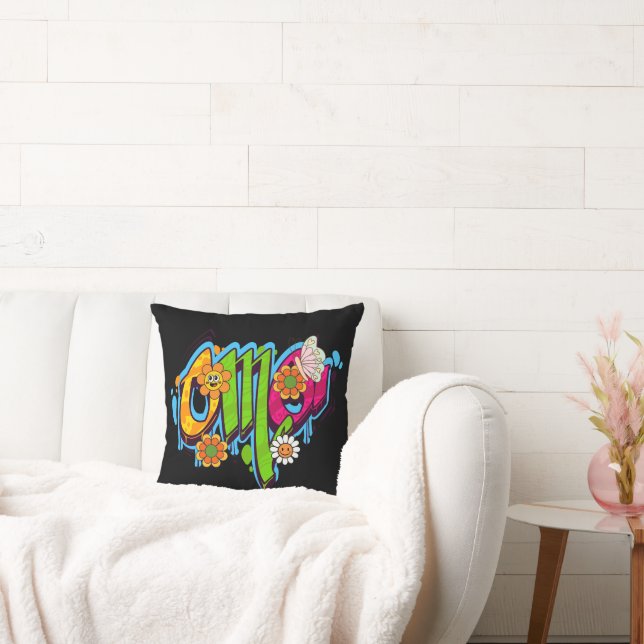 Good Vibes Illustration Typography Cushion (Couch)