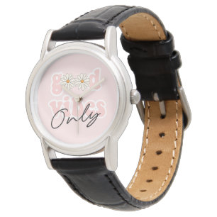 Good Vibes Only 70's Hippie Slogan Watch