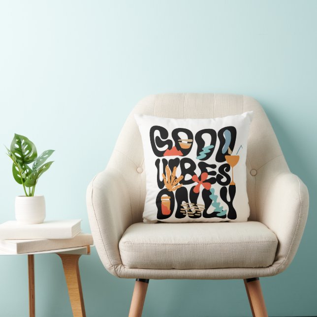  Good Vibes Only Abstract Tropical Cocktail Cushion (Chair)