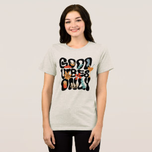 Good Vibes Only Abstract Tropical Cocktail Tri-Blend Shirt