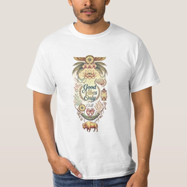 Good Vibes Only Artistic Graphic T-Shirt  (Front)