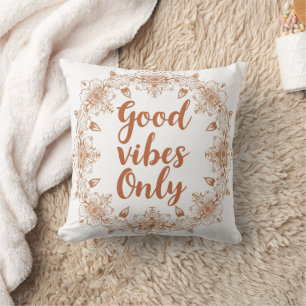 Good Vibes Only Boho Floral Mandala Terracotta Thr Cushion
