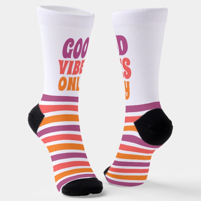 Good Vibes Only Colourful Fun Socks (Angled)