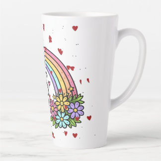 Good Vibes Only Colourful Rainbow Hearts Water Bot Latte Mug