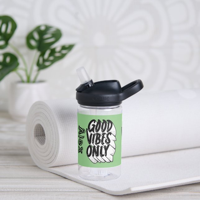Good Vibes Only Custom Name  Water Bottle (Yoga)