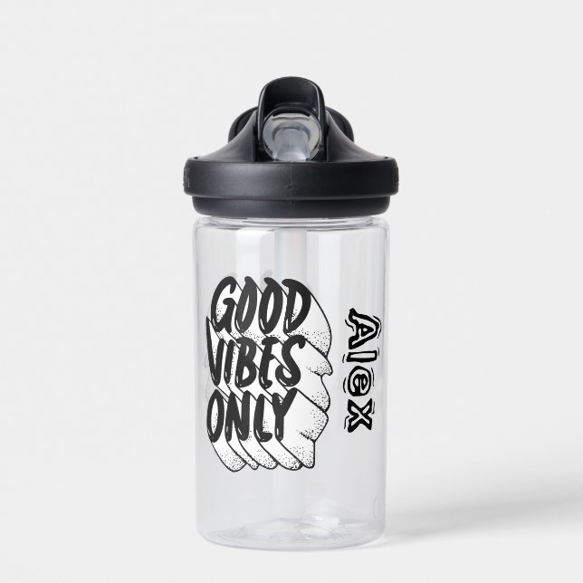 Good Vibes Only Custom Name  Water Bottle (Front)