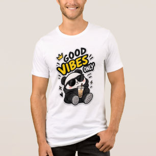 Good Vibes Only Cute Panda T-shirt Tri-Blend Shirt