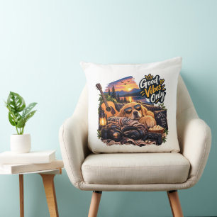 Good Vibes Only Dog & Bird Cute Home decor Cushion