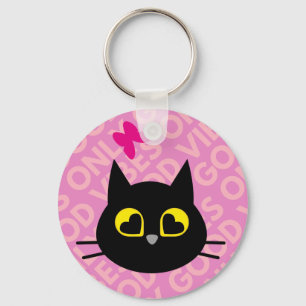 GOOD VIBES ONLY! Funny Black Cat Key Ring