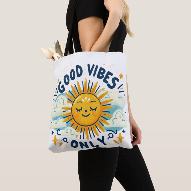 Good Vibes Only – Happy Sun Tote Bag (Close Up)