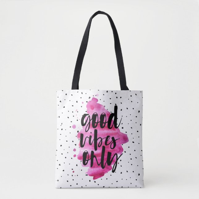 Good vibes only hot pink chic tote bag (Front)