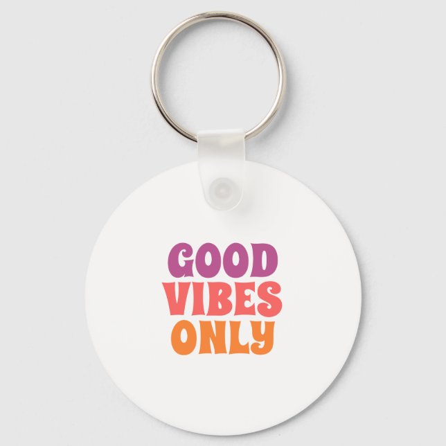 Good Vibes Only on budget tote bag Key Ring (Front)