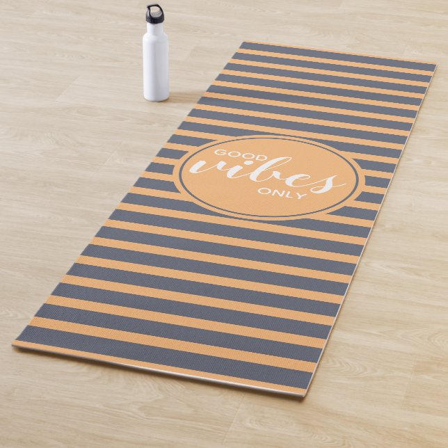 Good Vibes Only Orange & Blue Typography Quote Yoga Mat (In Situ)