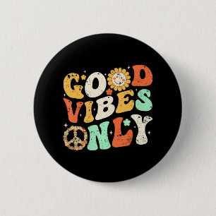 GOOD VIBES ONLY PEACE LOVE 60s 70s Tie Dye Groovy 6 Cm Round Badge
