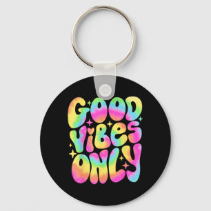 Good Vibes Only Peace Love 60s 70s Tie Dye Groovy Key Ring