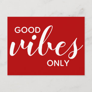 Good Vibes Only Positivity Affirmation Red Postcard