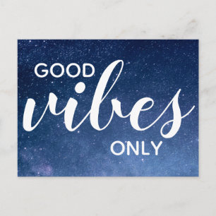 Good Vibes Only Positivity Affirmation Stars Postcard