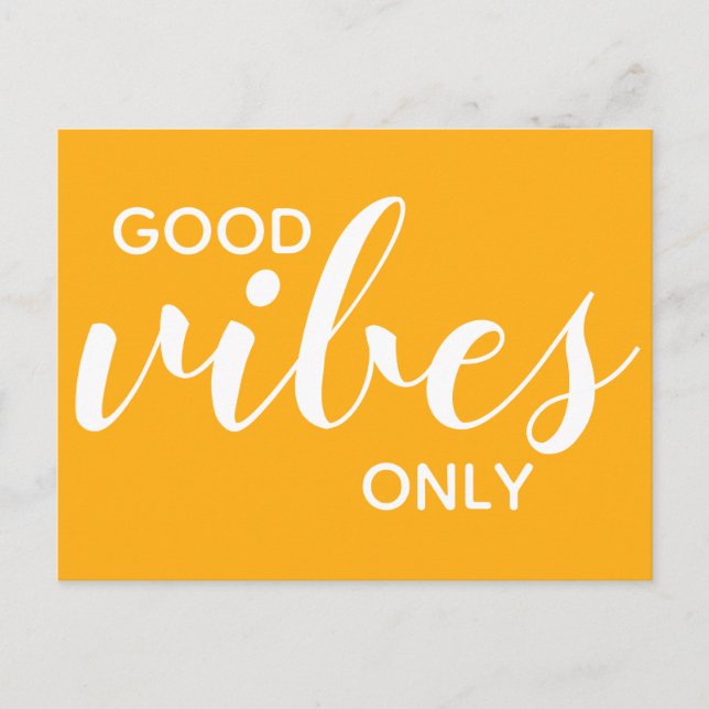 Good Vibes Only Positivity Affirmation Yellow Postcard (Front)