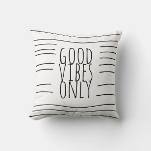 good vibes only quote black and white modern chic cushion