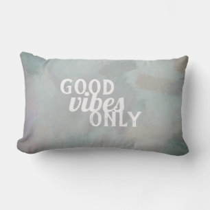 good vibes only quote grey paint stroke design lumbar cushion