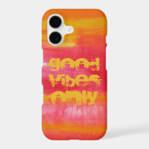 "Good Vibes Only" Quote Pink Red Yellow Abstract 