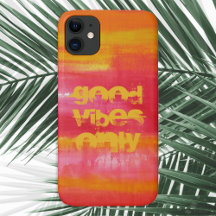 "Good Vibes Only" Quote Pink Red Yellow Abstract 
