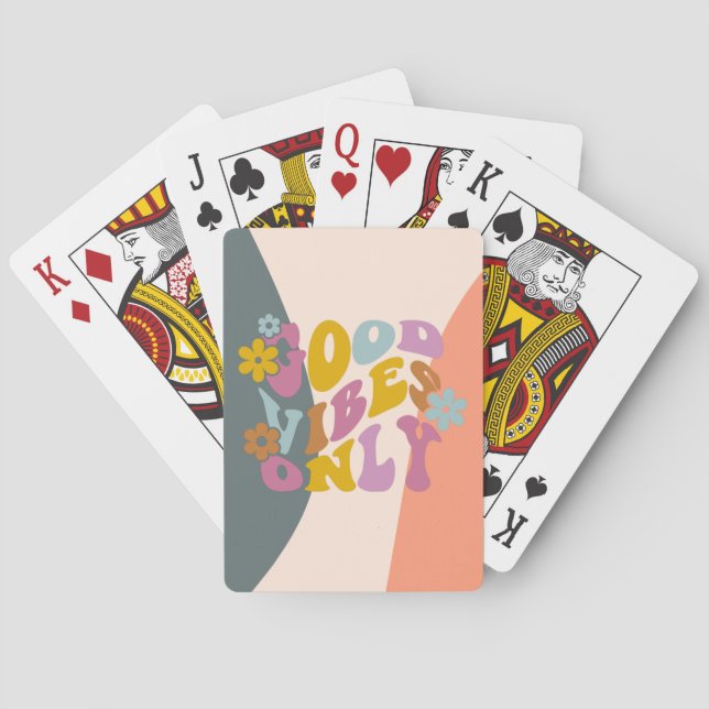 Good Vibes Only Quote Retro 60s Hippie Design Playing Cards (Back)