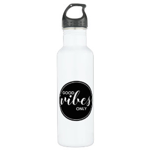 Good Vibes Only Quote Typography Black & White 710 Ml Water Bottle