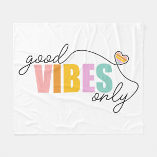 Good Vibes Only Rainbow Heart Fleece Blanket