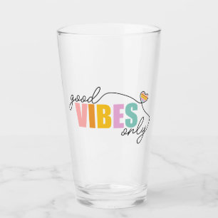 Good Vibes Only Rainbow Heart Glass