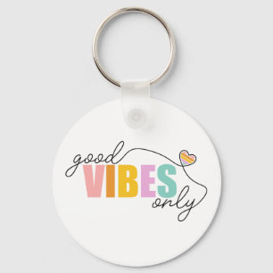 Good Vibes Only Rainbow Heart Key Ring