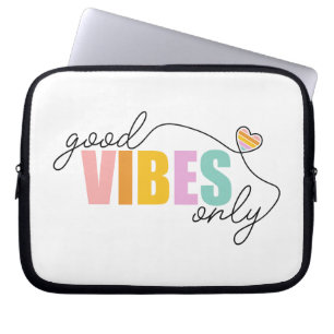 Good Vibes Only Rainbow Heart Laptop Sleeve