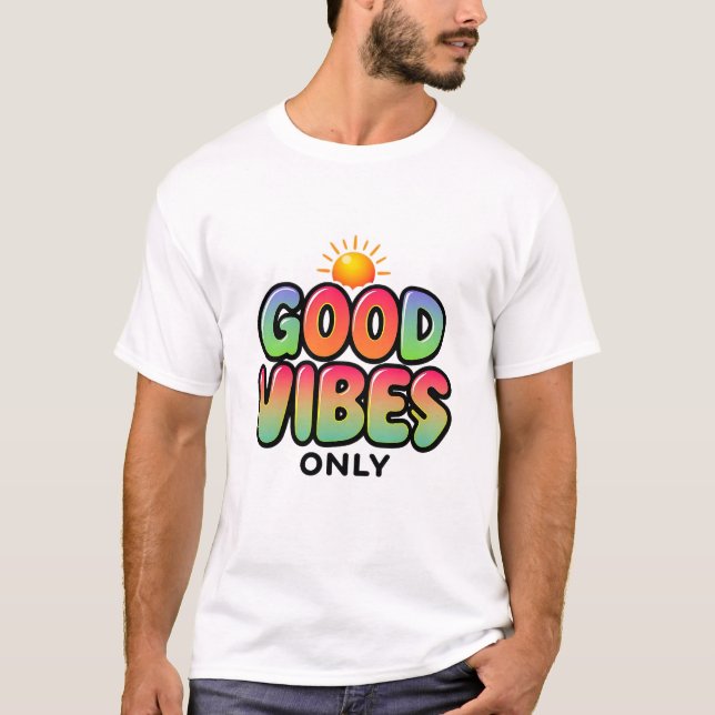 Good Vibes Only Rainbow Retro Sun Tee (Front)