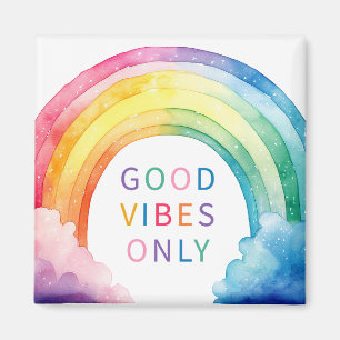 Good Vibes Only Rainbow Watercolor Magnet